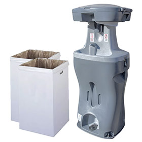 hand wash station trash recepticle combo