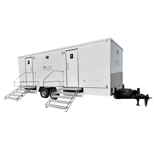 10 stall restroom trailer rental for festivals, concerts, and large events with climate-controlled interiors