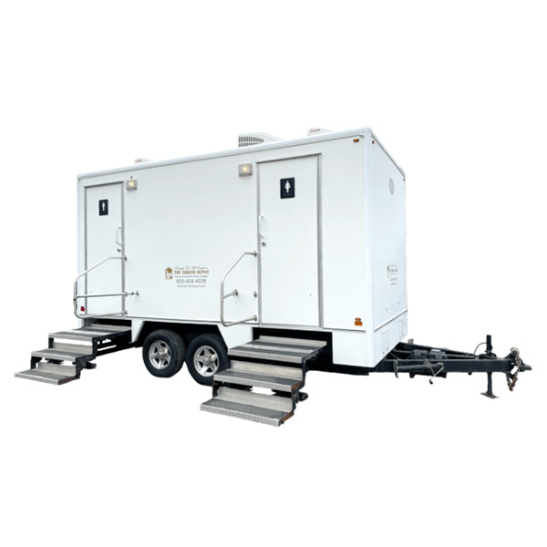 7 stall restroom trailer rental with spacious climate-controlled design for events, seasonal rentals, and job sites