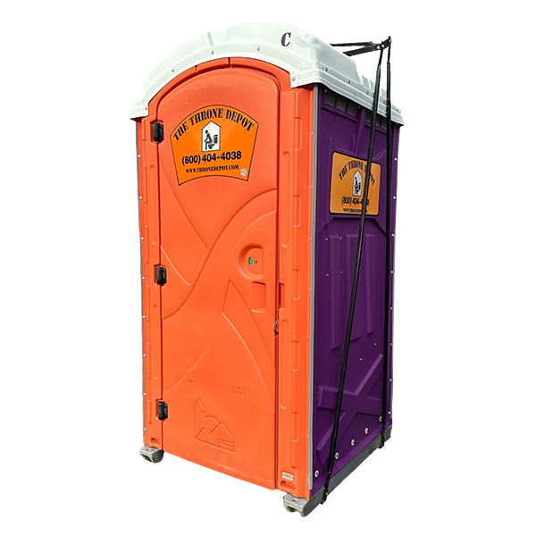Crane sling portable toilet rental by The Throne Depot for elevated placement