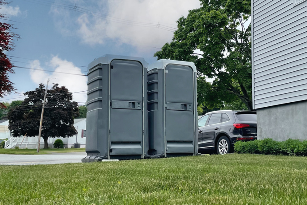 Luxury VIP portable toilet set up for an event showing what affects rental costs