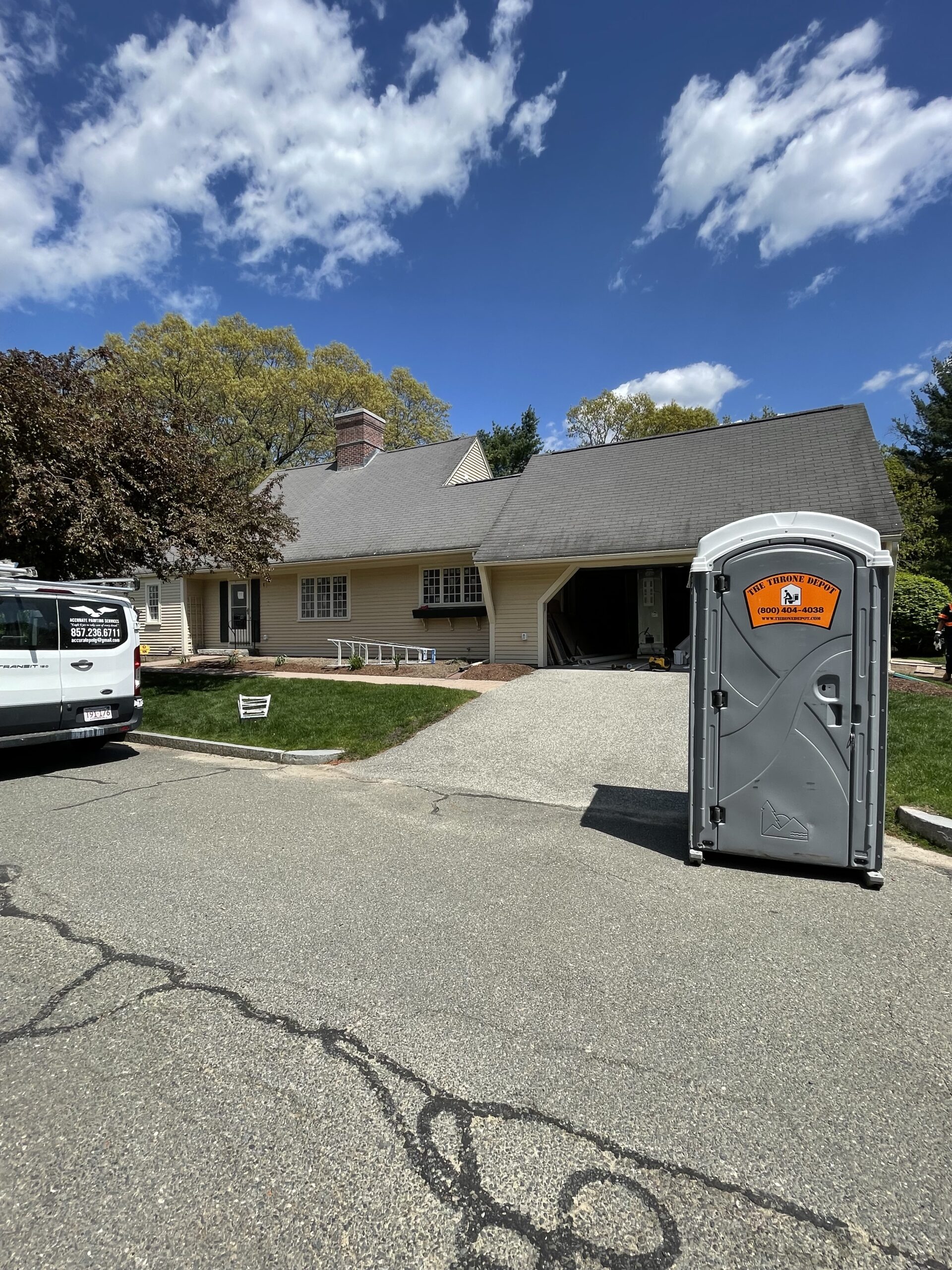 Serviced portable restrooms on a jobsite demonstrating OSHA-compliant sanitation for employees