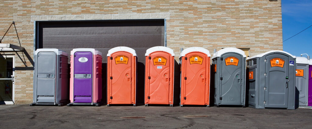 Variety of portable restrooms from The Throne Depot showing different porta potty alternatives