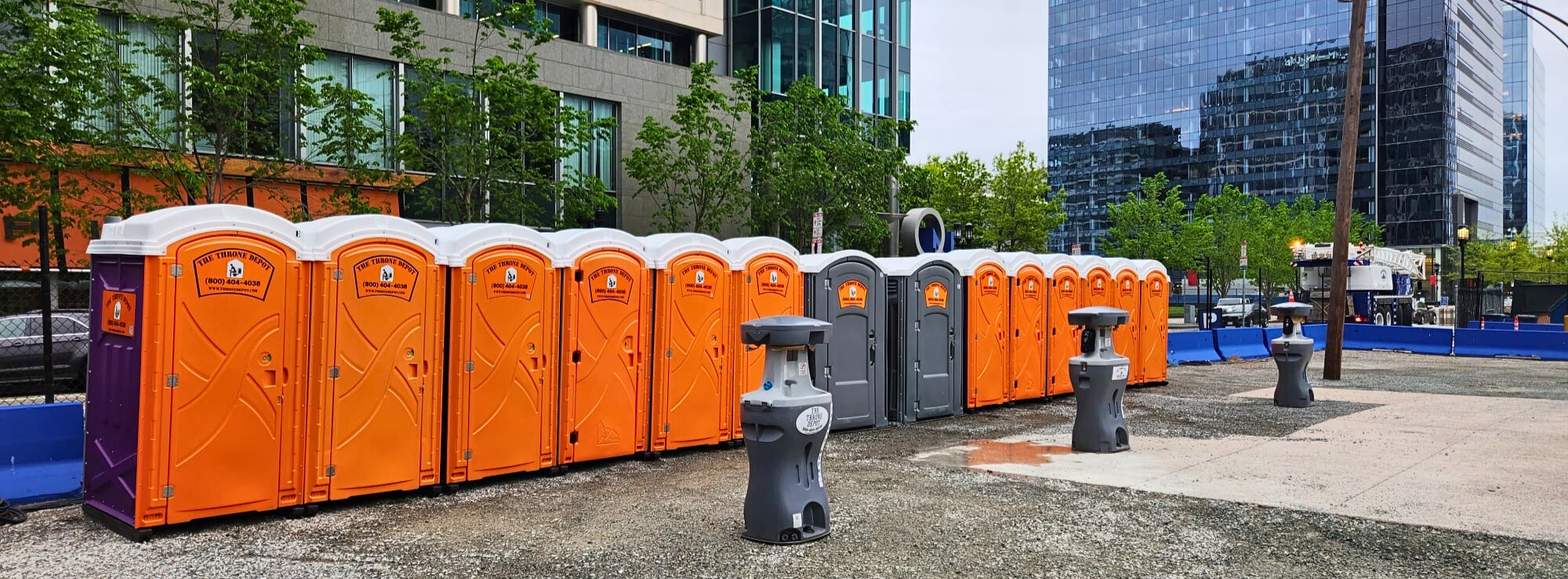 Portable sink handwashing station at an outdoor event provided by The Throne Depot