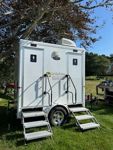 Two-station portable restroom trailer, a compact option for smaller events